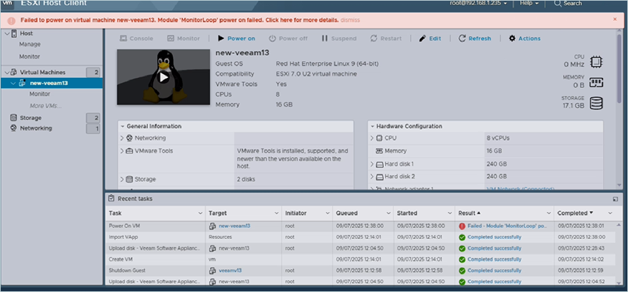 IDrive e2 with install veeam 13 on vmware esxi