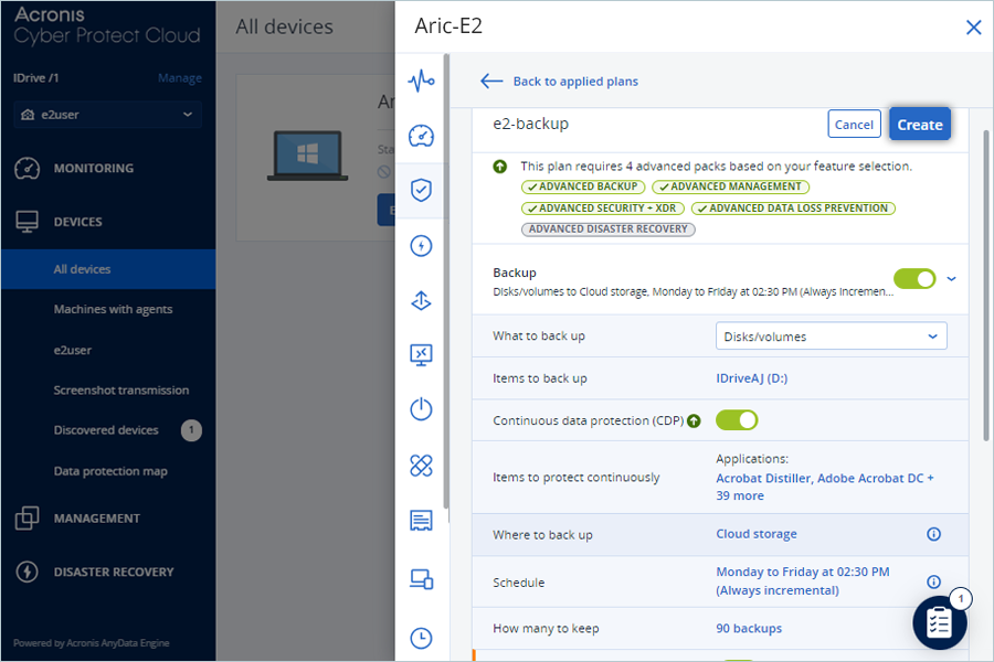 Acronis Cyber Guide - create backup