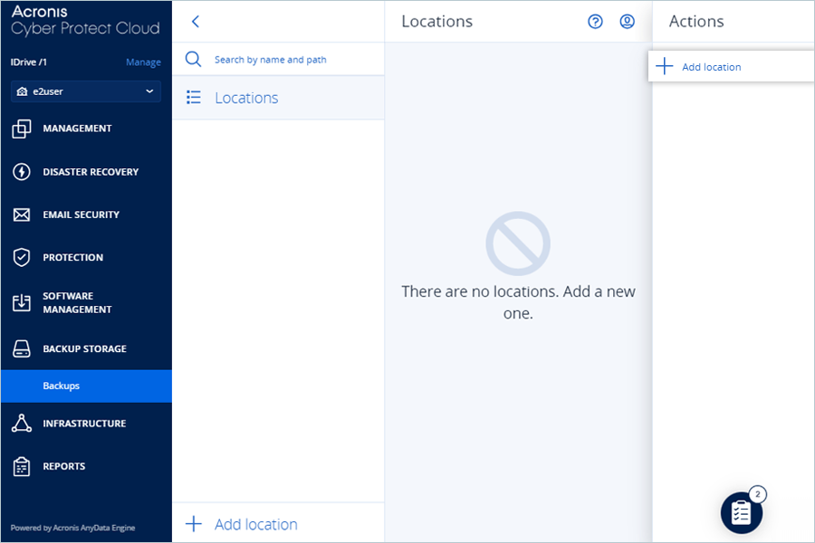 Acronis Cyber Guide - backup location