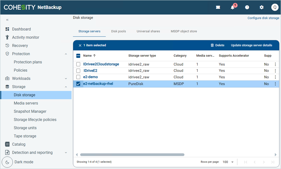 MSDP Cloud Storage successfully added and listed