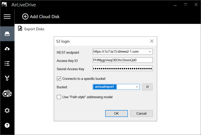 Enter Access Key Details