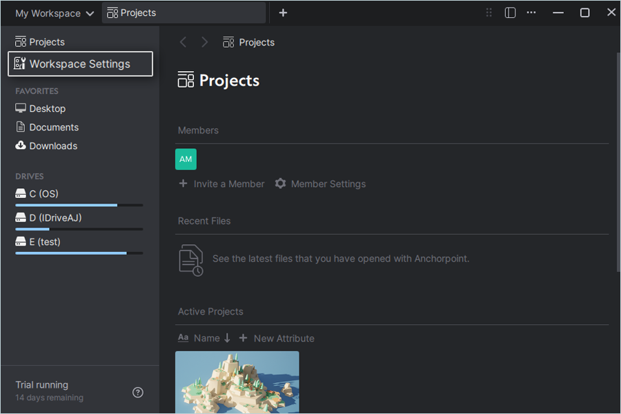 Select Workspace Settings