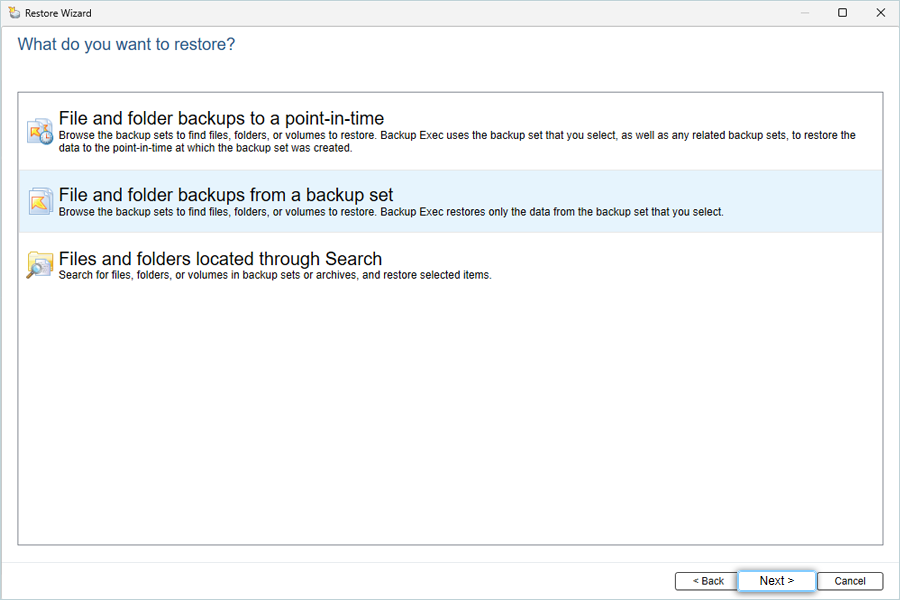 Select Files and Folders to Restore