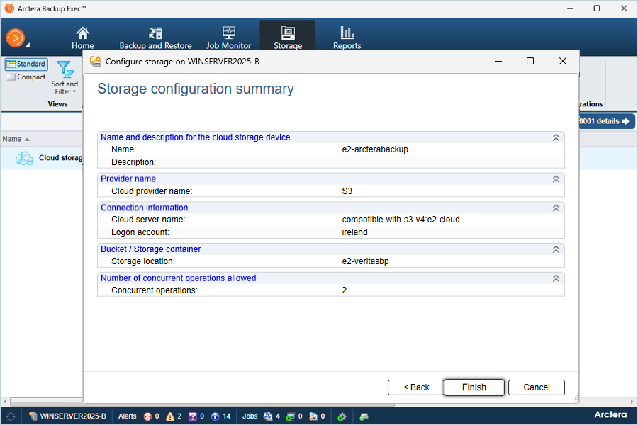 Review Storage Configuration Summary and Click Finish
