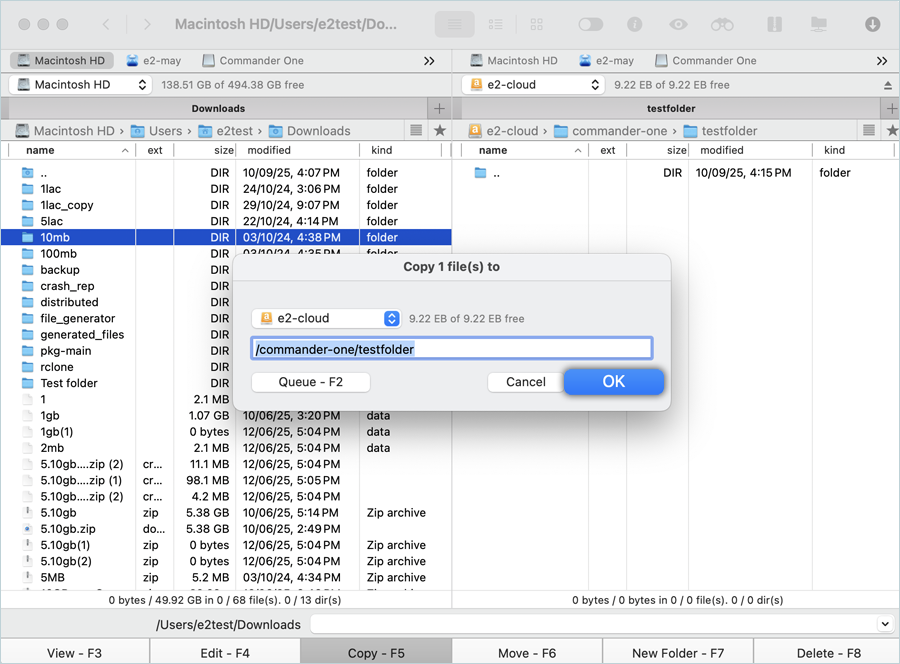 Confirm the Bucket and folder, then click OK