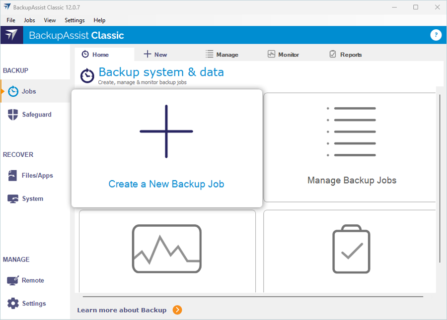 Create a New Backup Job in BackupAssist