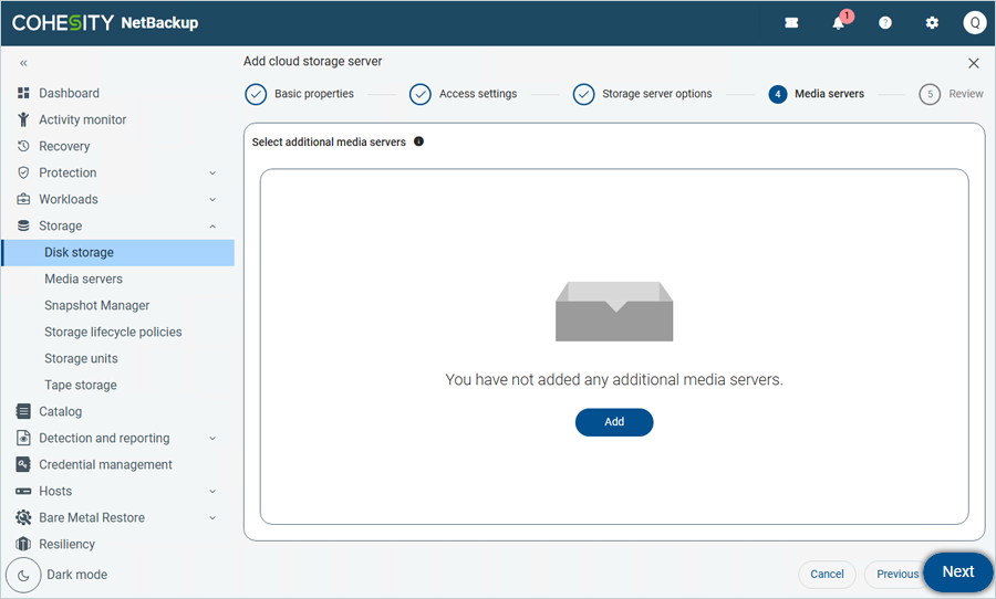 Click Next in the Media Server step