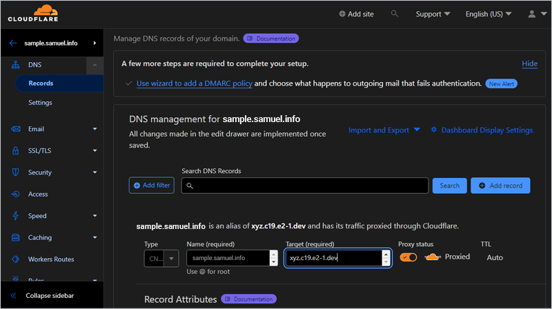 Cloudflare DNS Record Steps