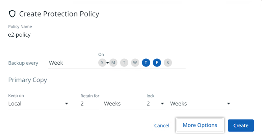 Click More Options to configure archive settings