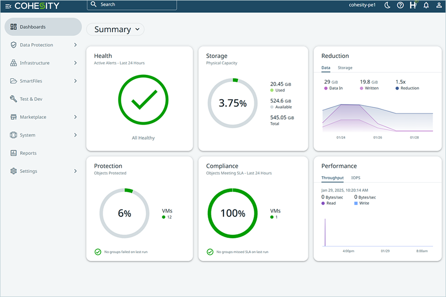Log in to the Cohesity Dashboard