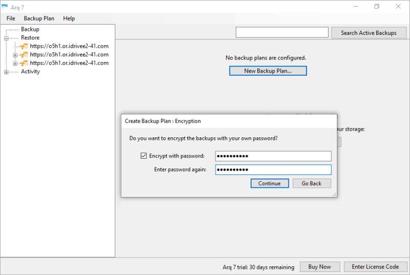 Set Up Encryption Password