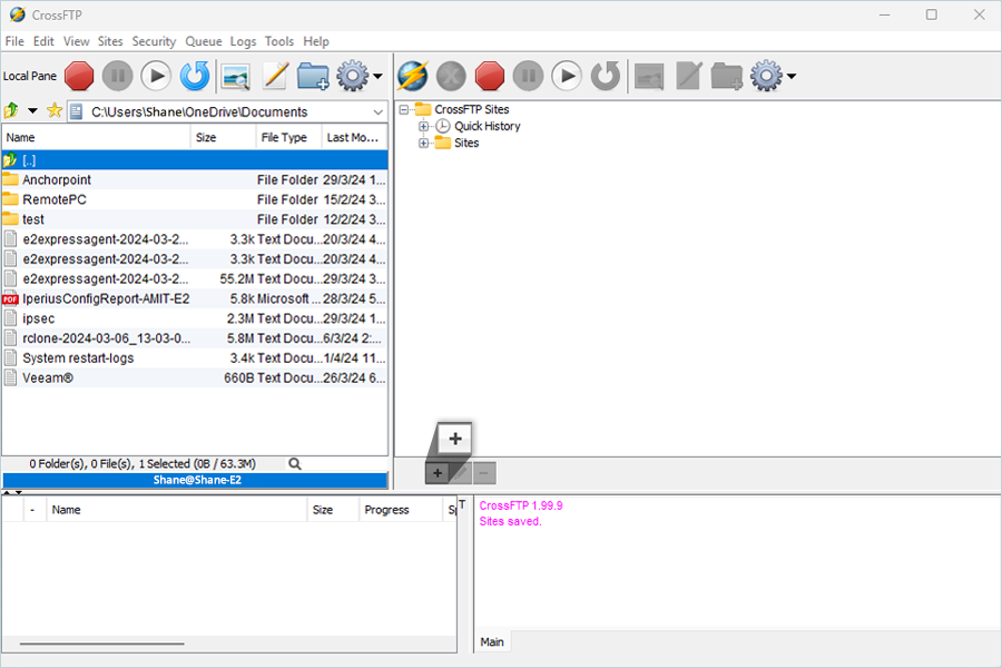 Click the plus icon in CrossFTP Console