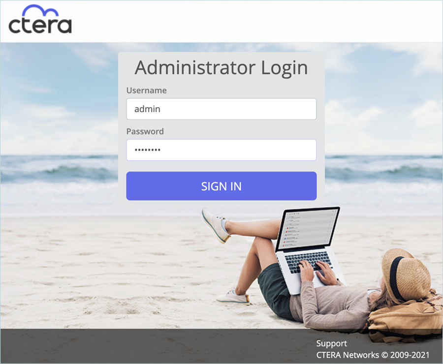 Log in to the CTERA Portal in Administrator mode