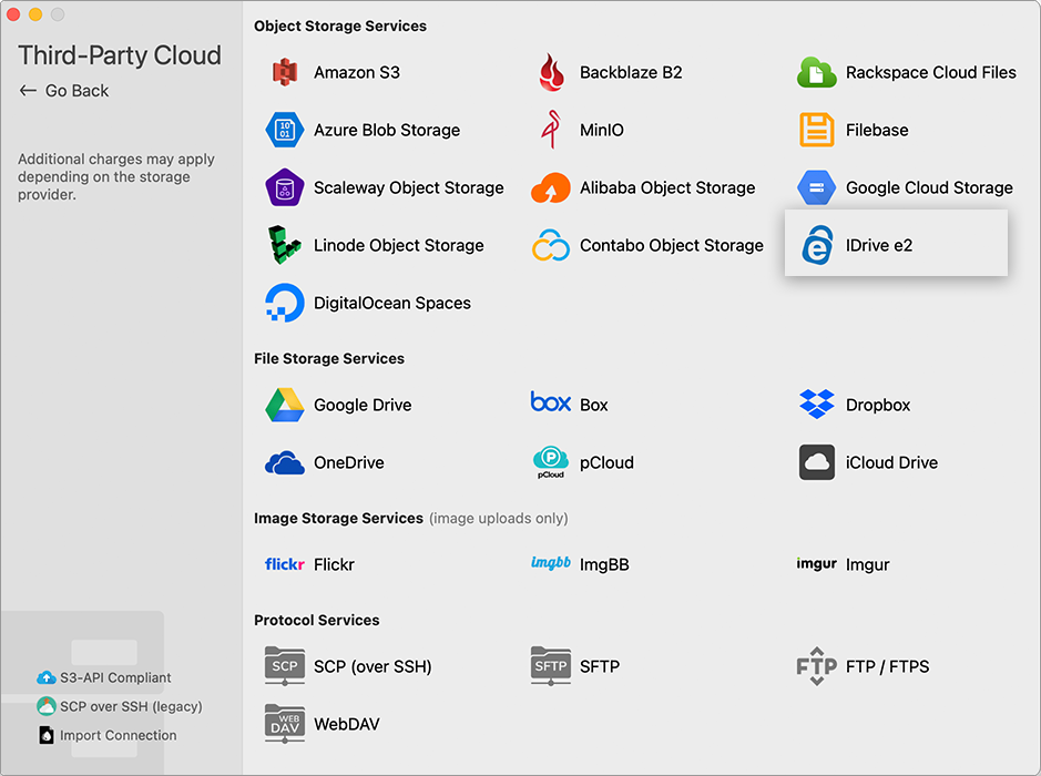 IDrive e2 storage option