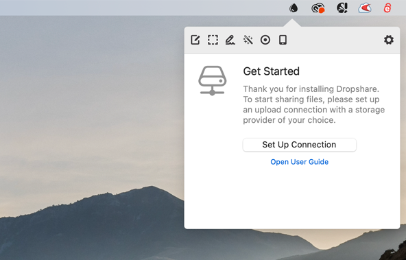 Dropshare setup screen