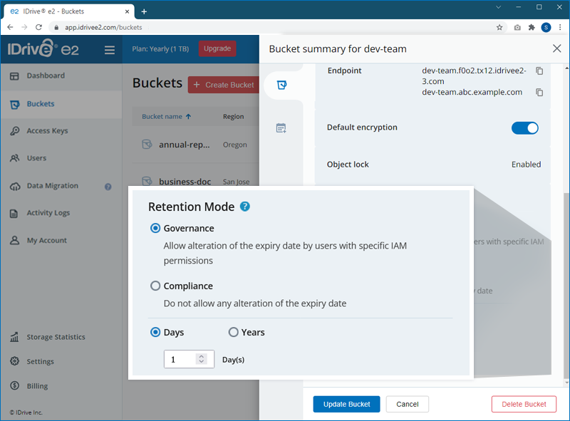 FAQ dashboard - Enable retention for bucket versioning