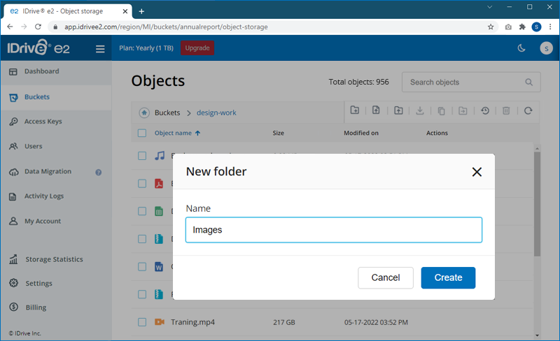 FAQ dashboard - New folder popup