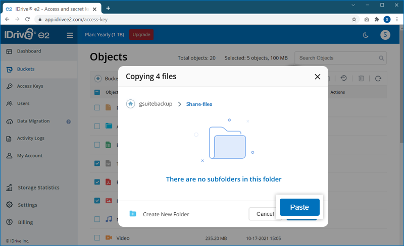 FAQ dashboard - Paste files screen