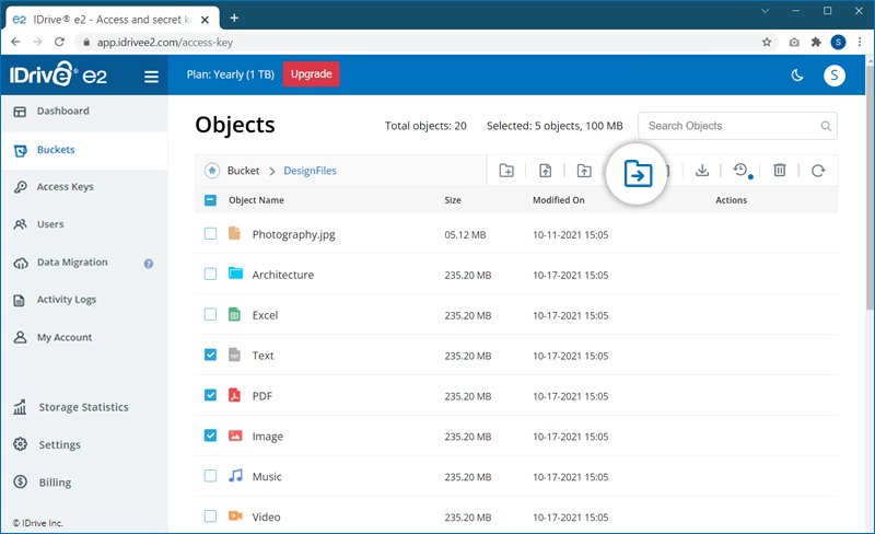 FAQ dashboard - Move files popup