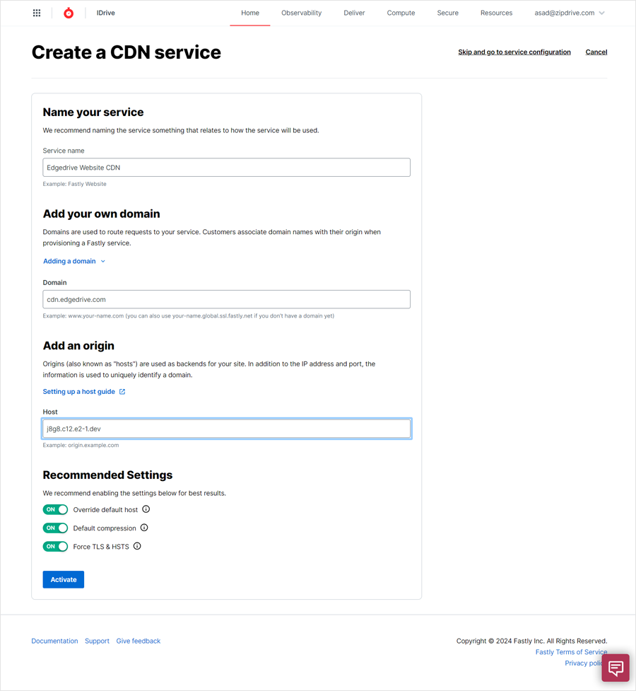 IDrive e2 with fastly cdn