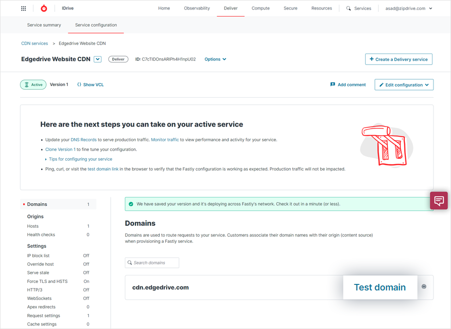 IDrive e2 with fastly cdn
