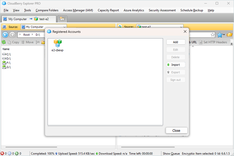 IDrive e2 with msp360 cloudberry explorer