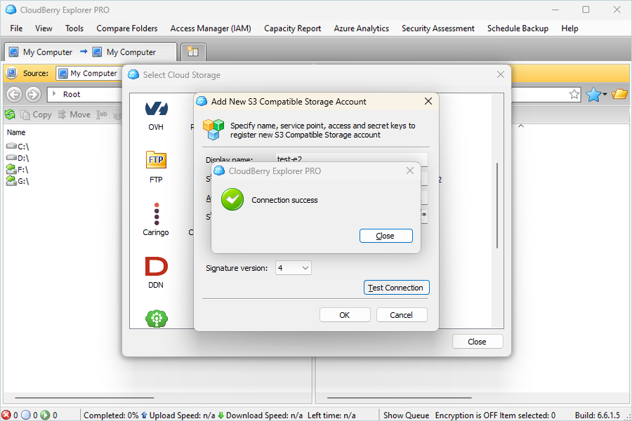 IDrive e2 with msp360 cloudberry explorer