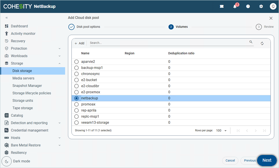 Select IDrive e2 bucket as Volume for the pool and click Next