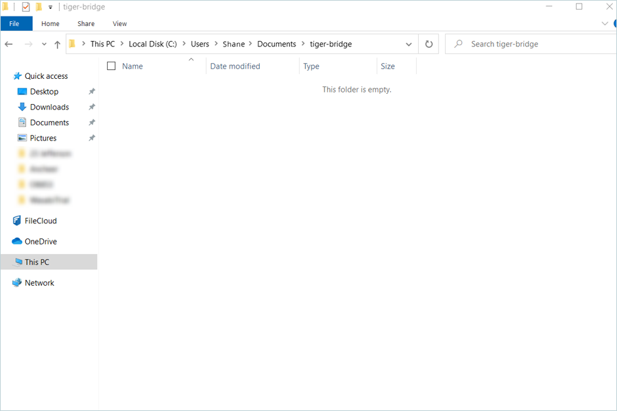 Tiger Bridge Guide - new folder created