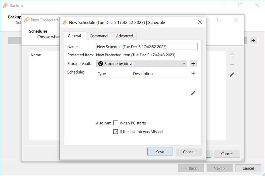Create a Backup Time Schedule and click Next