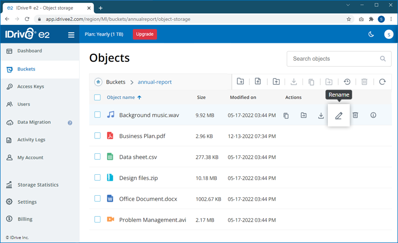 FAQ dashboard - Rename object screen