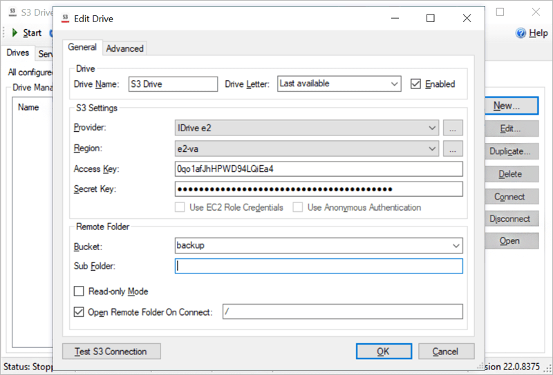 IDrive e2 with nsoftware s3drive