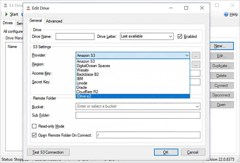 IDrive e2 with nsoftware s3drive
