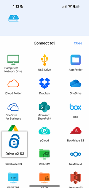 IDrive e2 with file browser