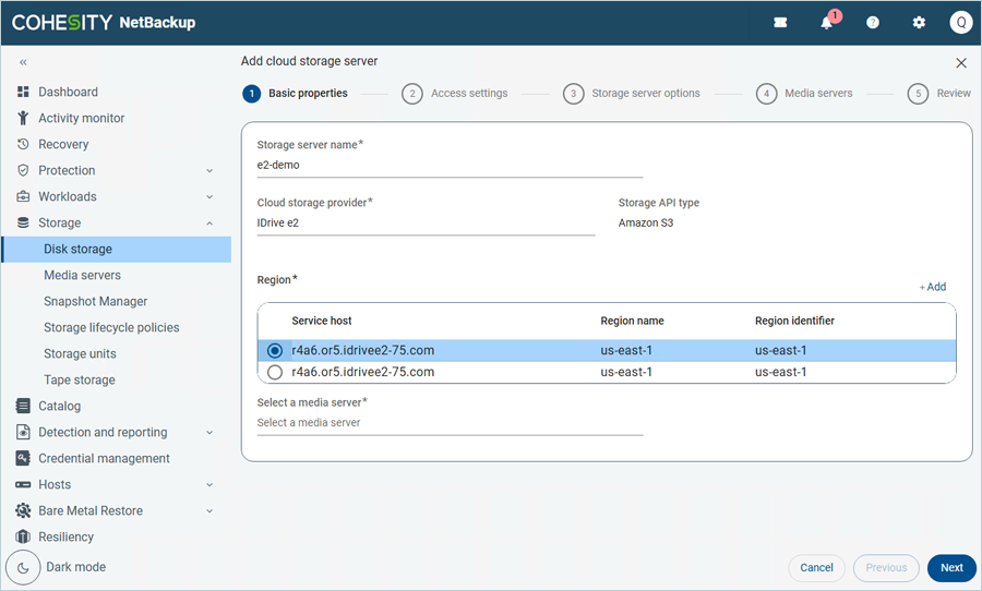 Click on Media Servers and select the Media Server from the list