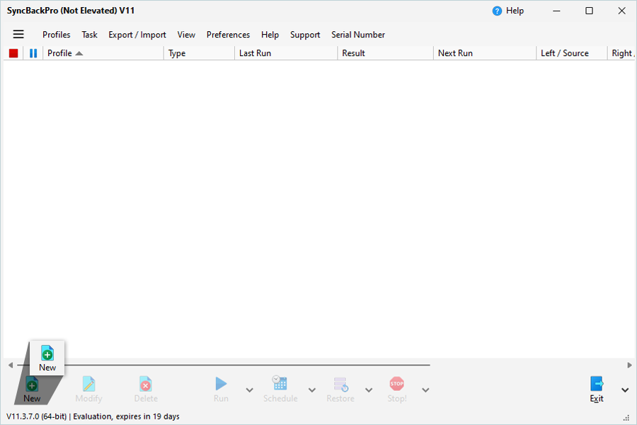 SyncBackPro guide - Click new backup job button