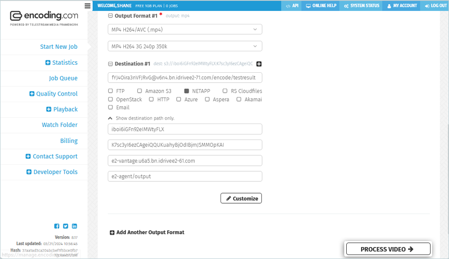 Vantage Gateway - process video