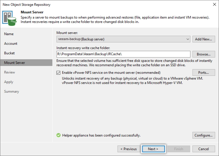 Veeam guide - Next to mount the repository server