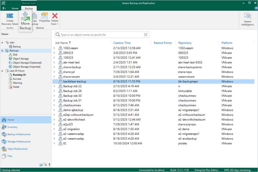 Migrate Veeam Backup From BackBlaze B2 - Move backup selection screen