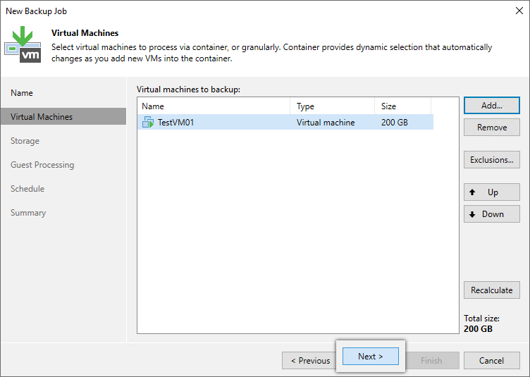 Veeam 12 guide - Click Next after selecting the VM