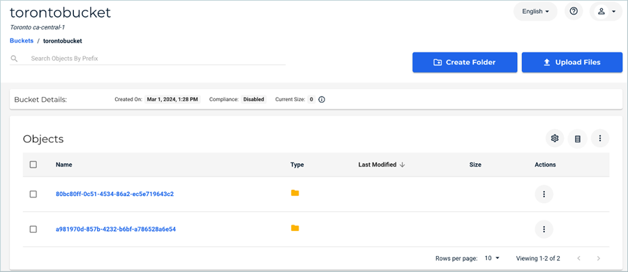 Verify backup data screen in the IDrive e2 bucket