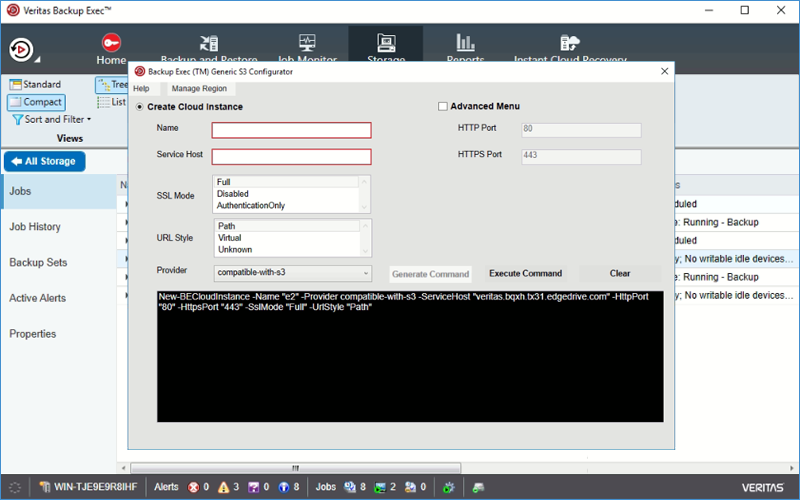 IDrive e2 with veritas backup Exec