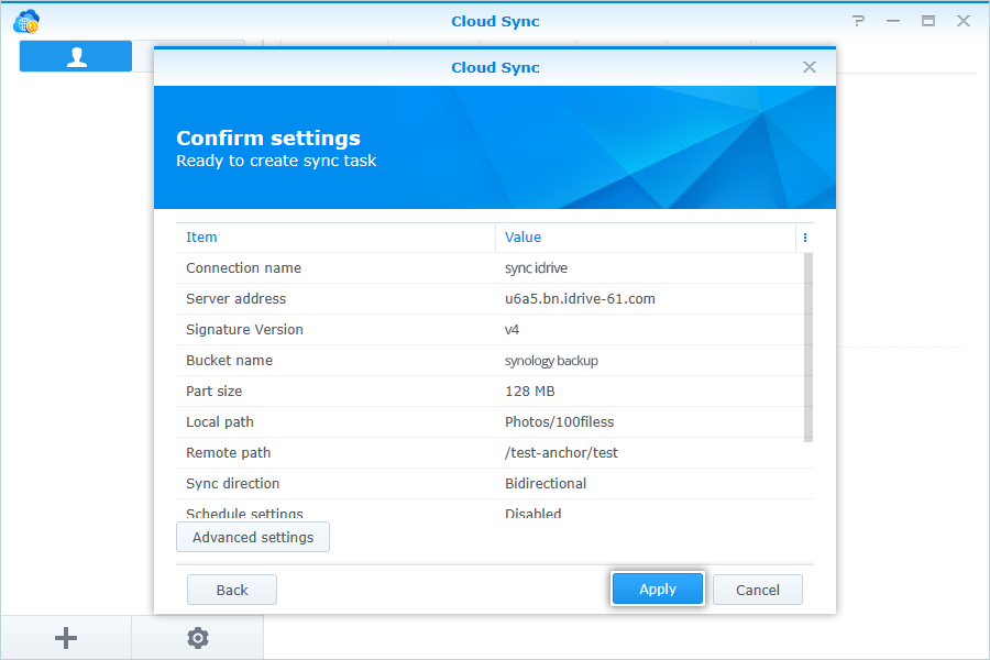 Apply confirm settings
