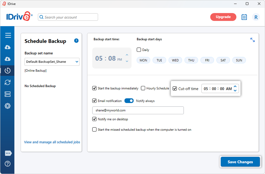 Does IDrive support backup and restore of large files? screenshot