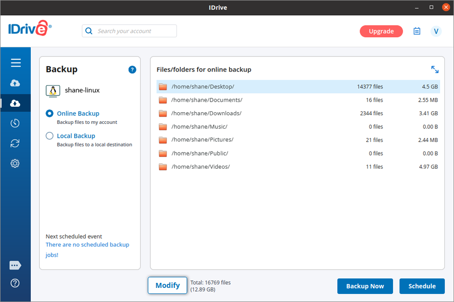 Onlinebackup modify