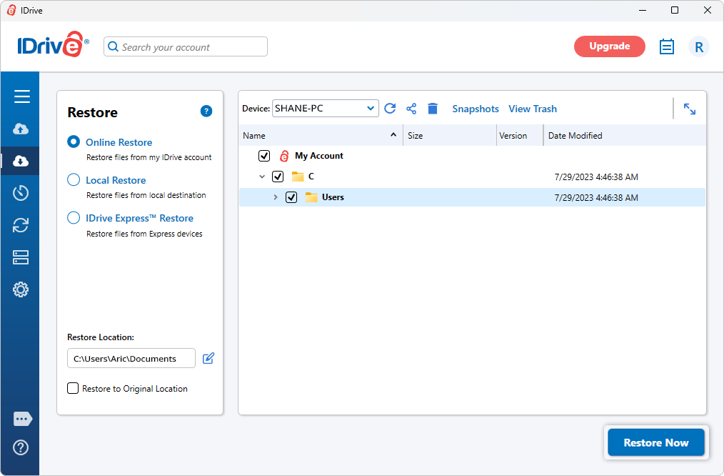 Restore browse optn sync blue16