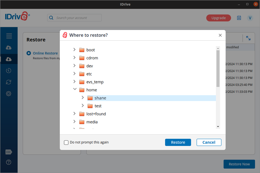Restore select location